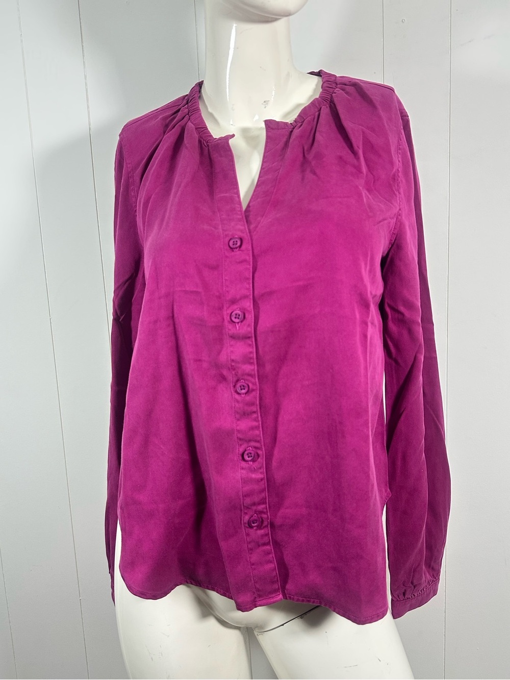 Anthropologie Cloth & Stone Sz S Pink Tencel Button Up Shirt Long Sleeve
